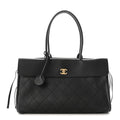 Grained Calfskin Stitched Urban Essentials Shopping Bag Black