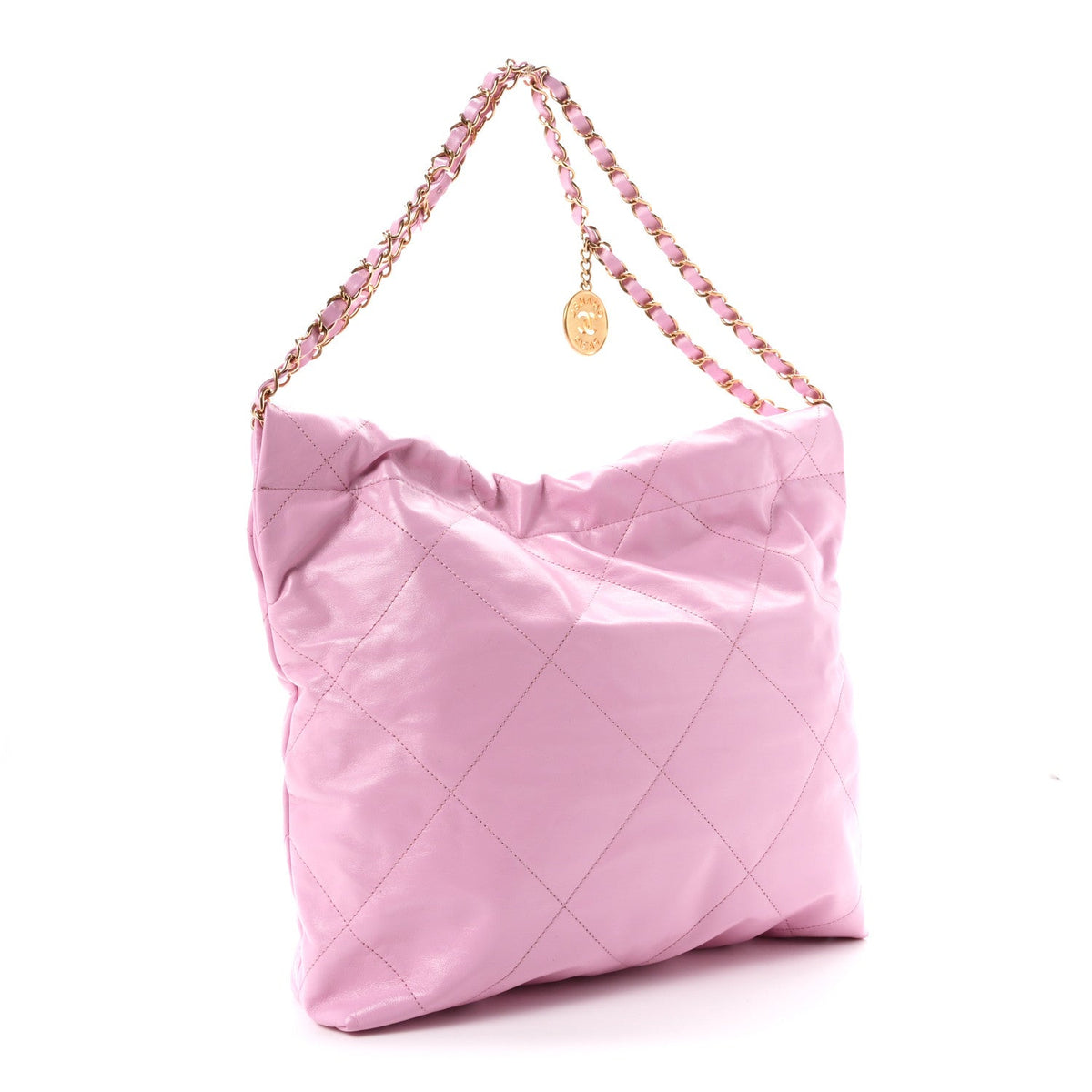 Shiny Calfskin Quilted Small Chanel 22 Pink