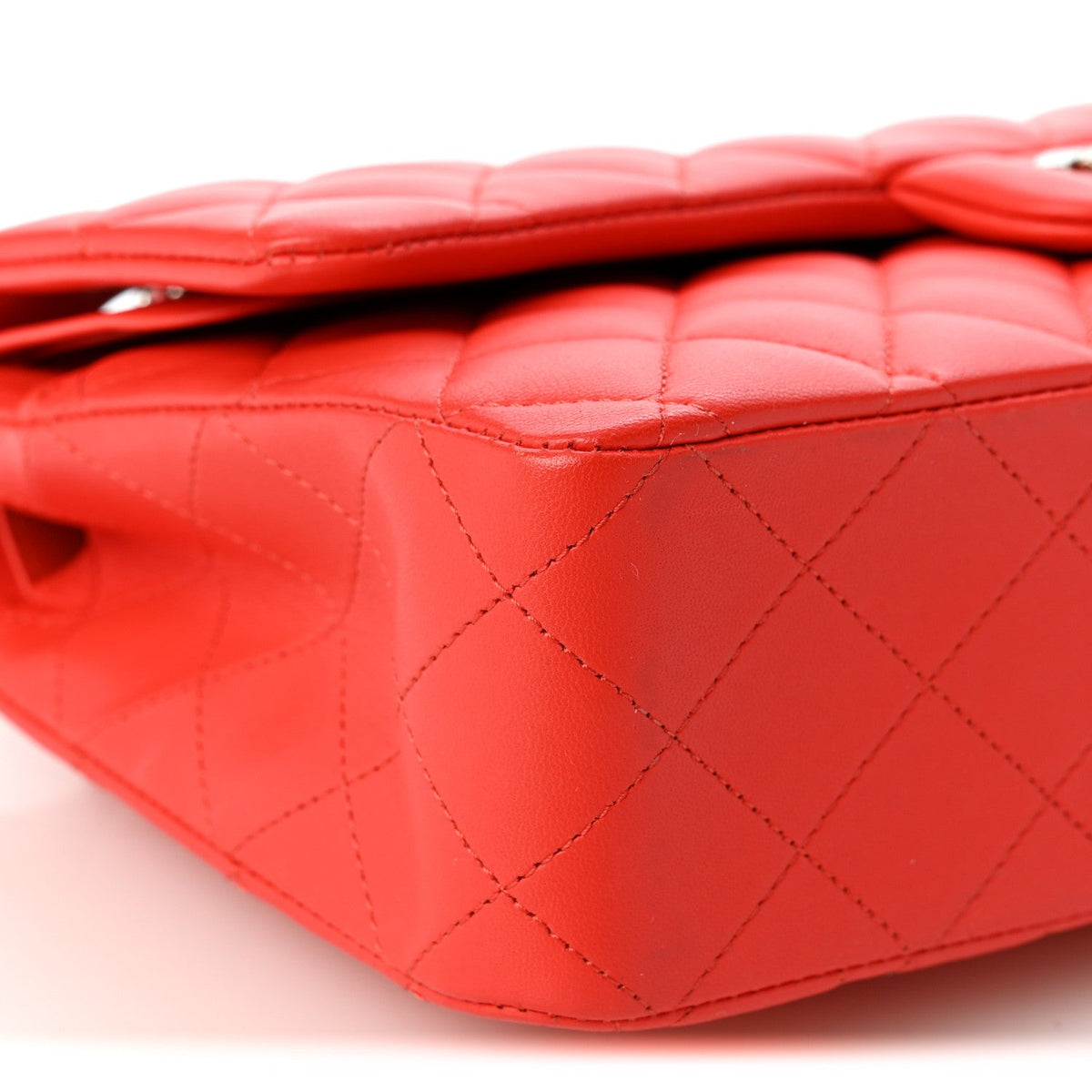 Lambskin Quilted Medium Double Flap Red