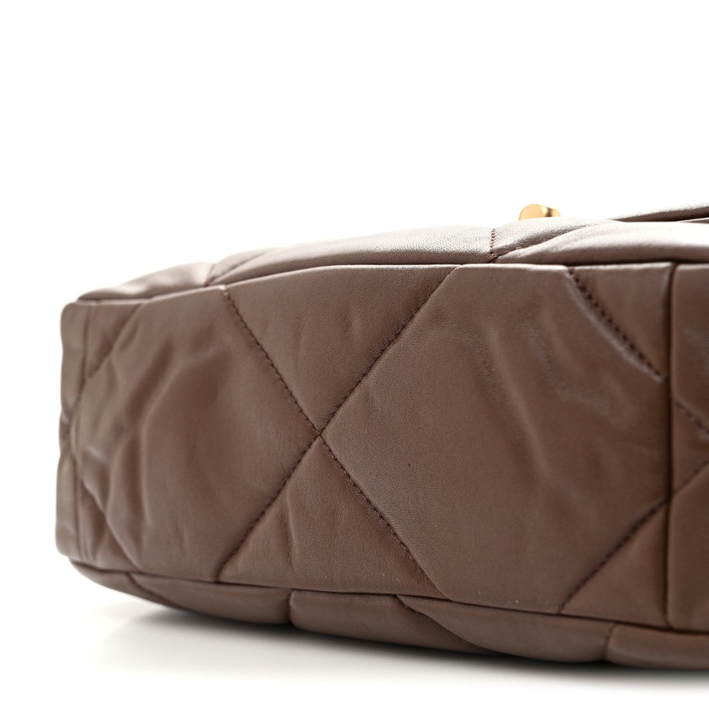 Lambskin Quilted Medium Chanel 19 Flap Dark Brown