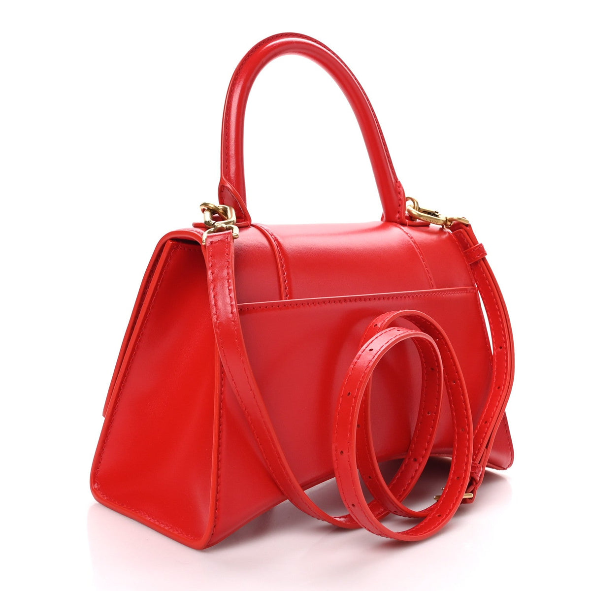 Shiny Box Calfskin Small Hourglass Top Handle Bag Bright Red
