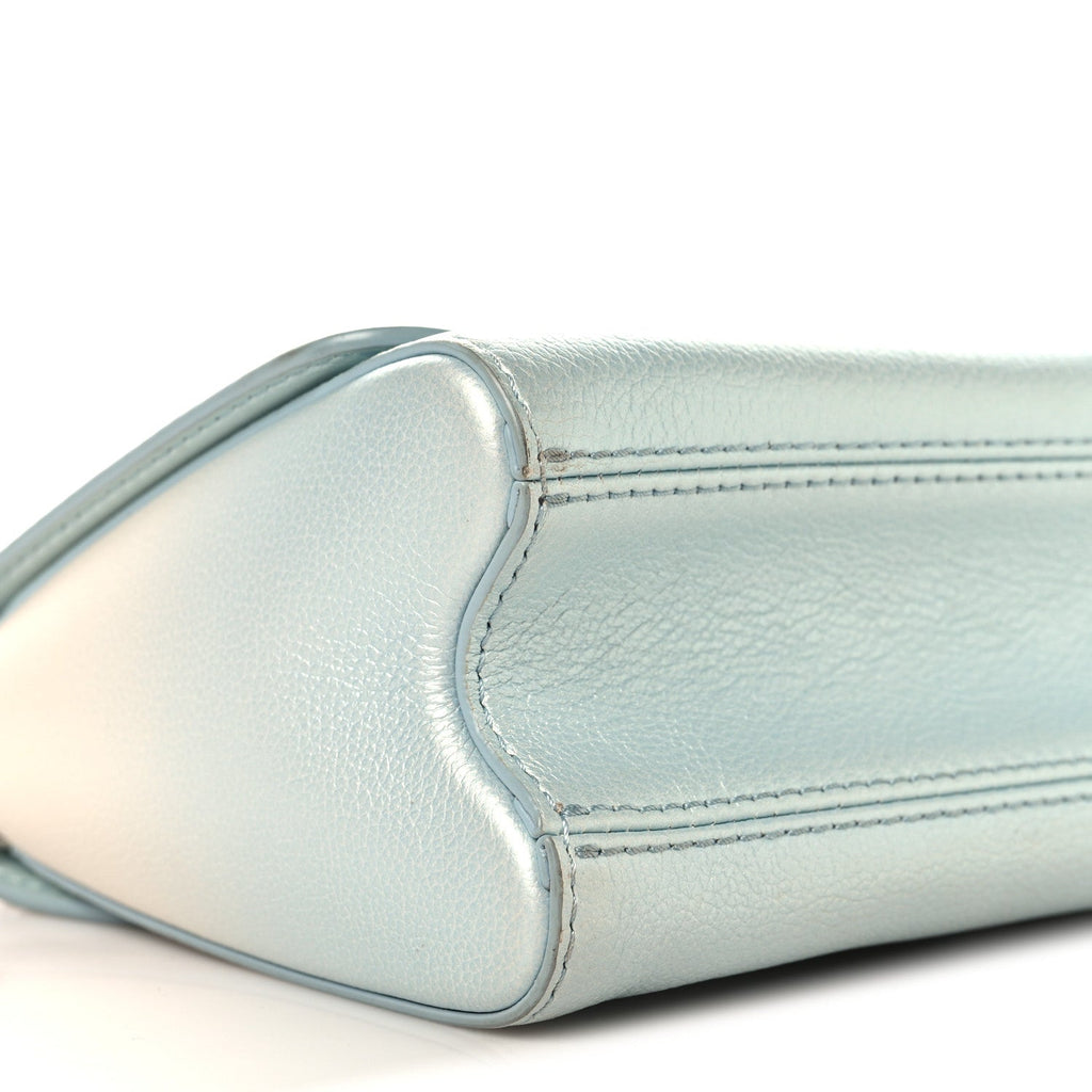Calfskin Twist Chain Shoulder Bag PM Shaded Blue