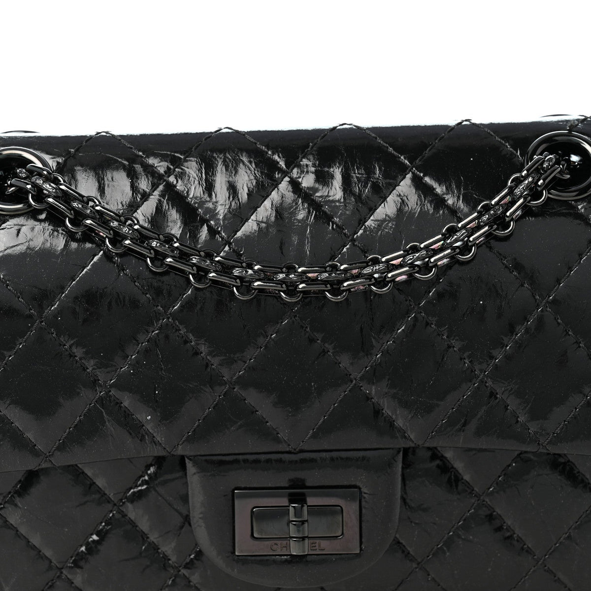 Aged Calfskin Quilted 2.55 Reissue 224 Flap So Black