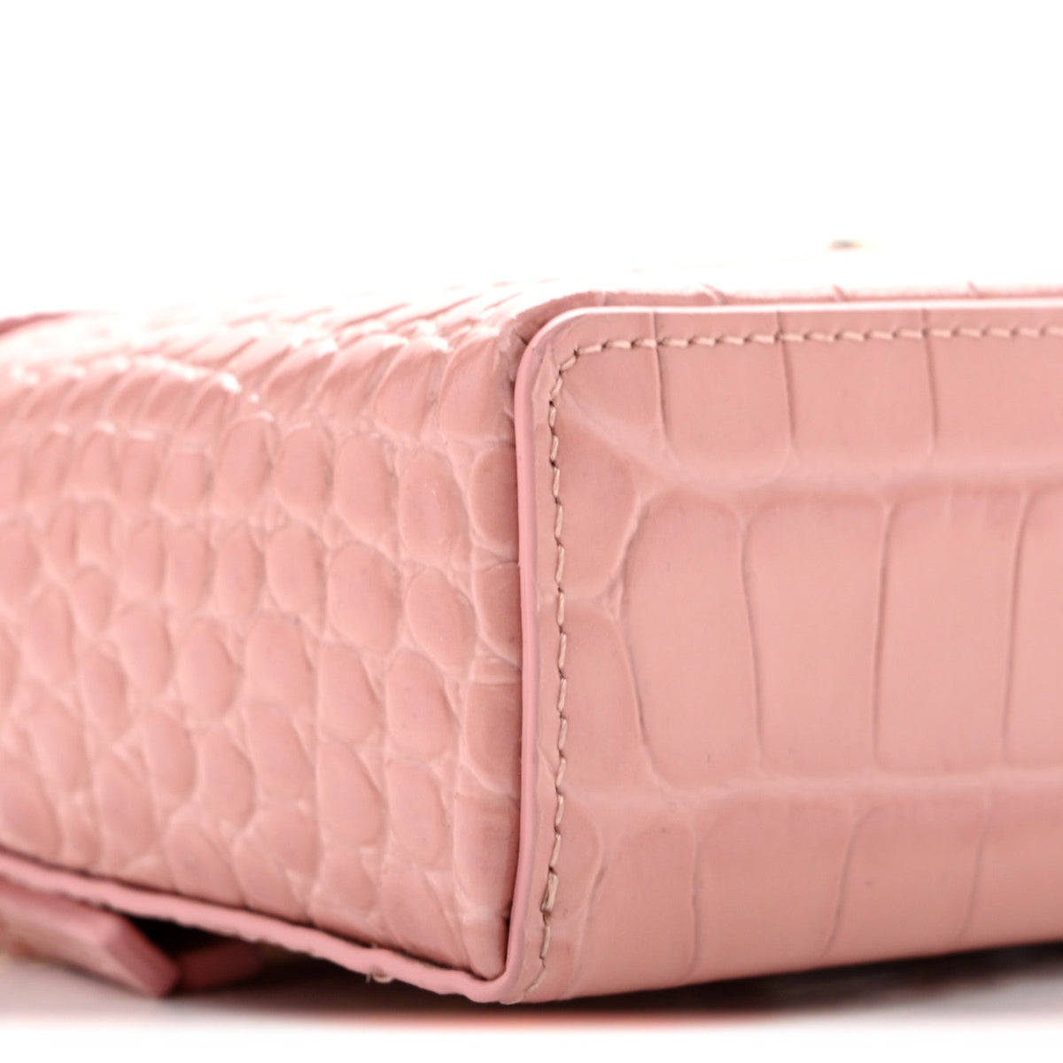 Calfskin Crocodile Embossed Crococo Exoticoco Vanity With Chain Light Pink