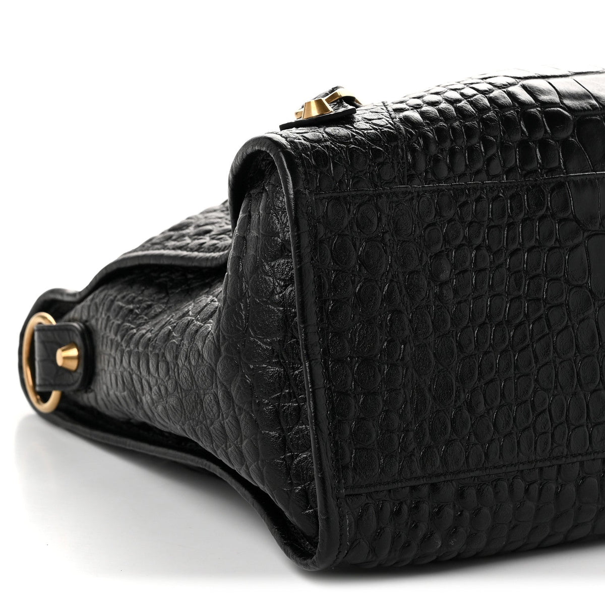 Calfskin Crocodile Embossed Gold Hardware Le City Black