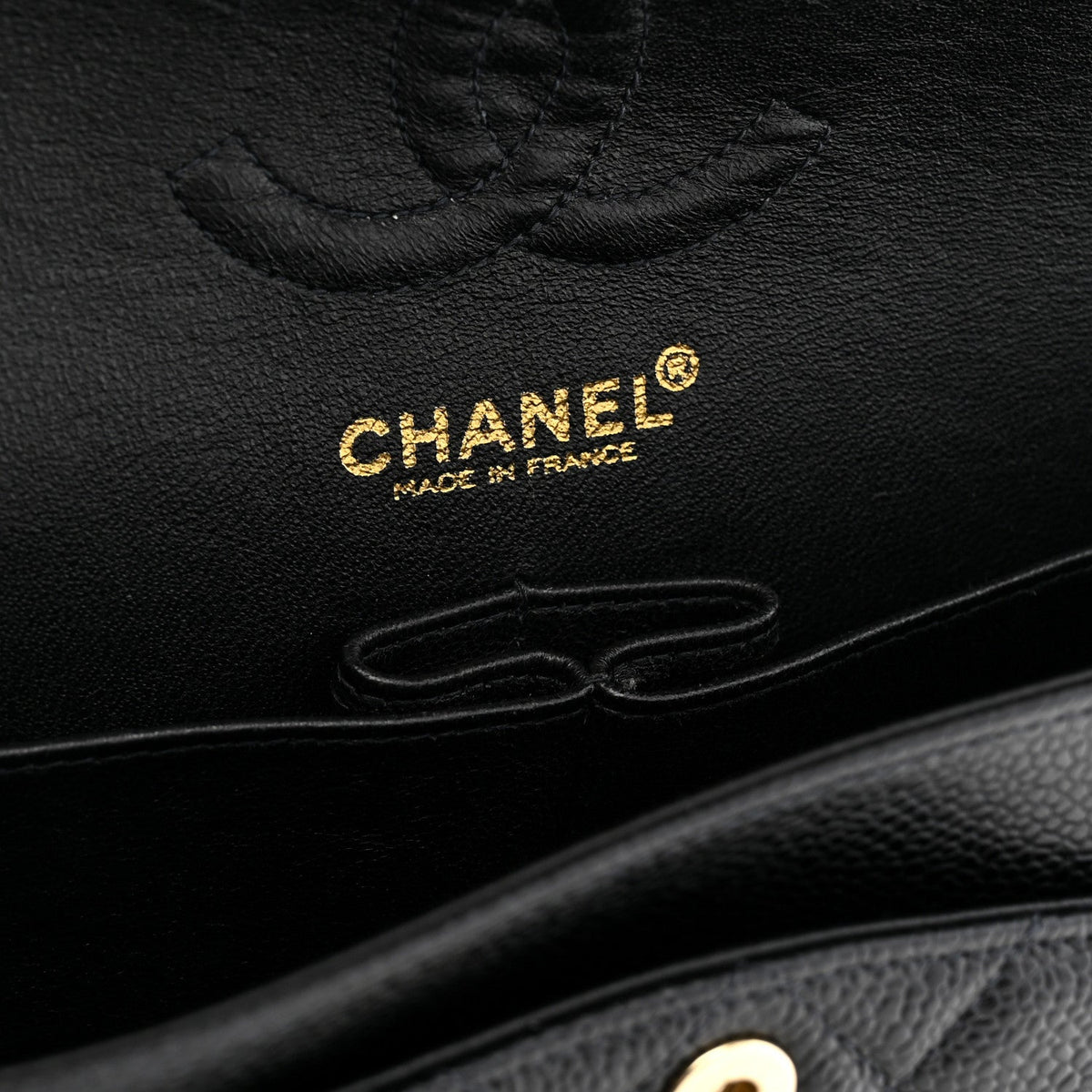 Caviar Quilted Small Double Flap Black