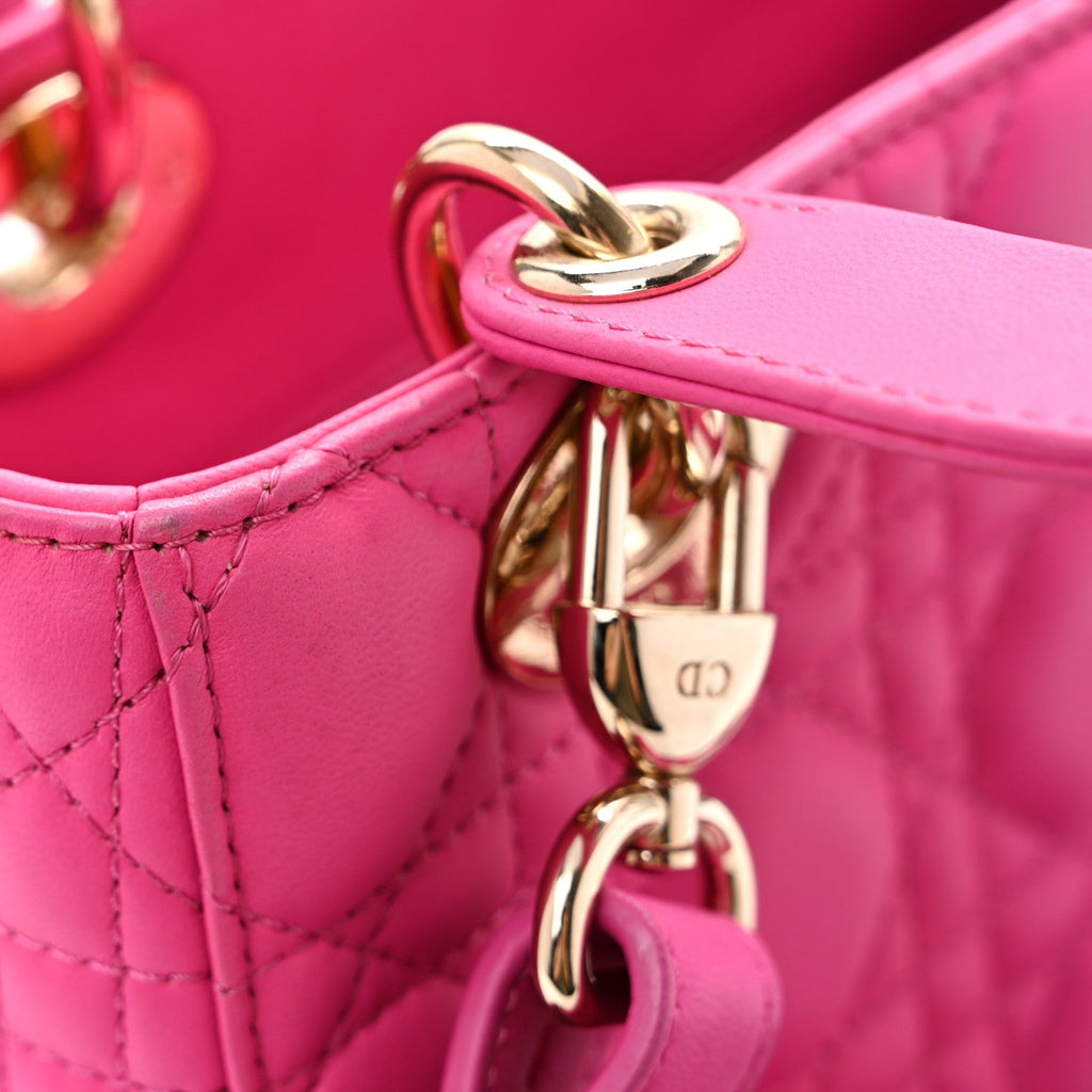 Lambskin Cannage Small My ABCDior Lady Dior Fuchsia