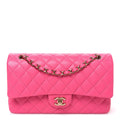 Caviar Quilted Medium Double Flap Dark Pink