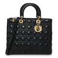 Lambskin Cannage Large Lady Dior Black