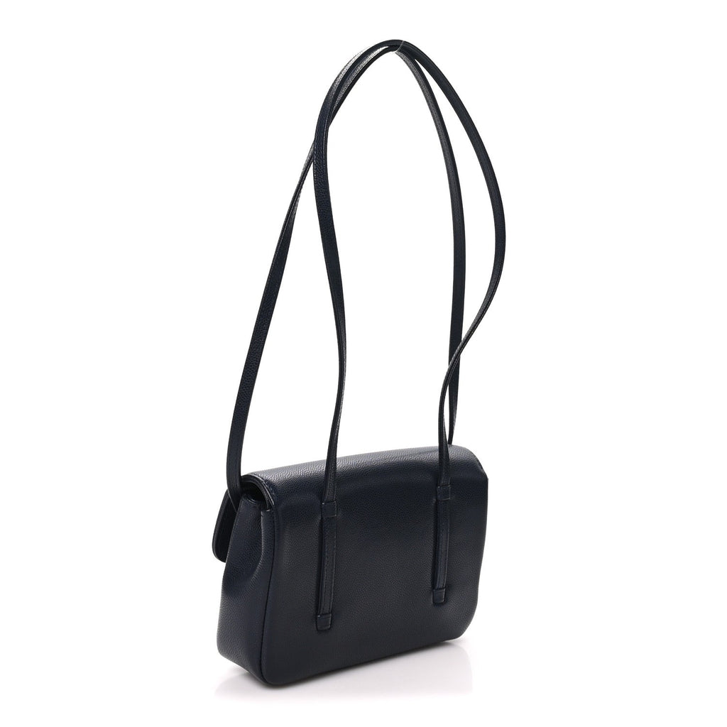 Shiny Caviar Mini Preppy Coco Shoulder Bag Dark Blue