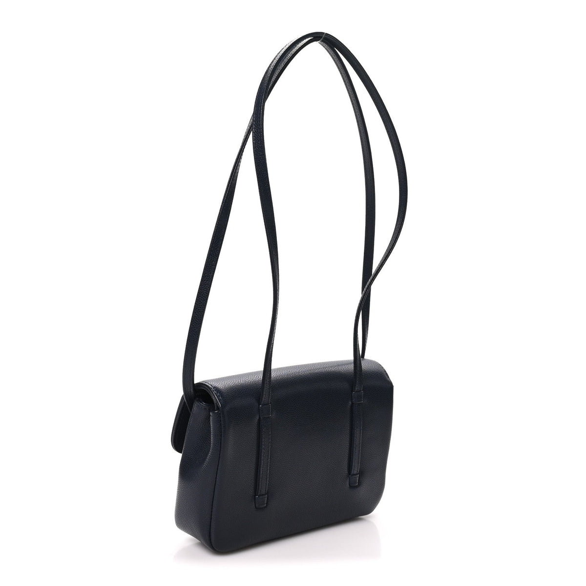 Shiny Caviar Mini Preppy Coco Shoulder Bag Dark Blue