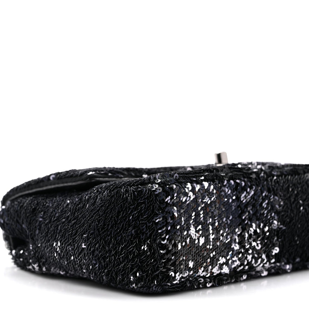 Sequin Quilted Small Single Flap Black