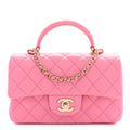 Lambskin Quilted Mini Top Handle Rectangular Flap Light Pink