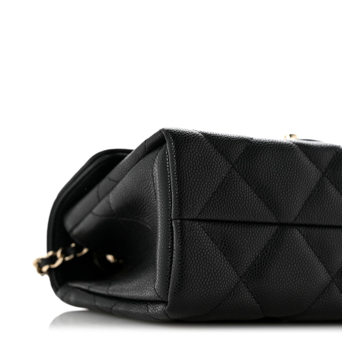 Caviar Quilted Retro Mini Twist Top Handle Clutch Flap Black