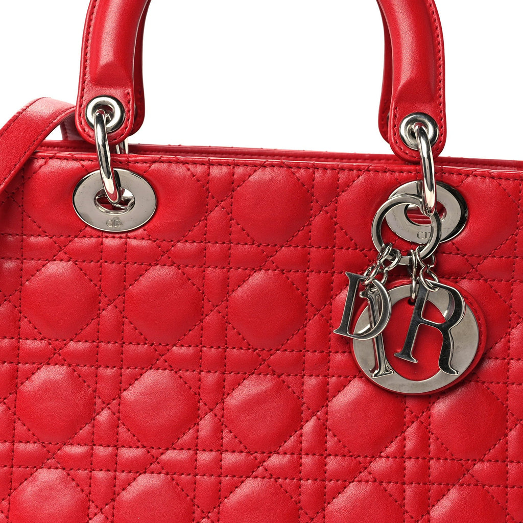 Lambskin Cannage Medium Lady Dior Red