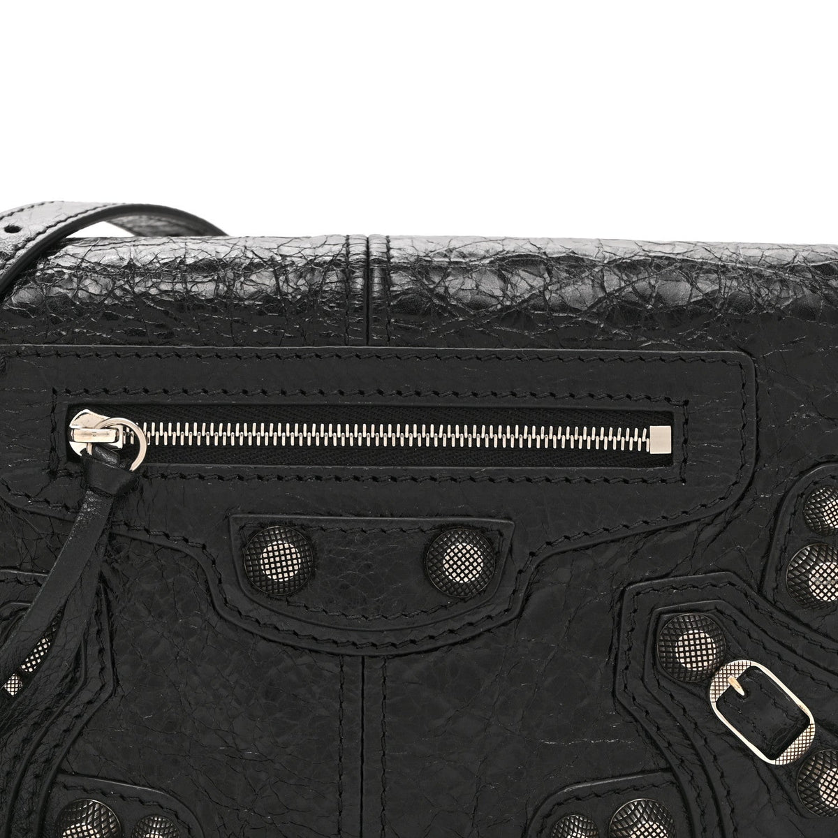 Agneau Arena Silver XS Le Cagole Flap Bag Black