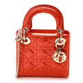 Patent Cannage Mini Lady Dior Orange