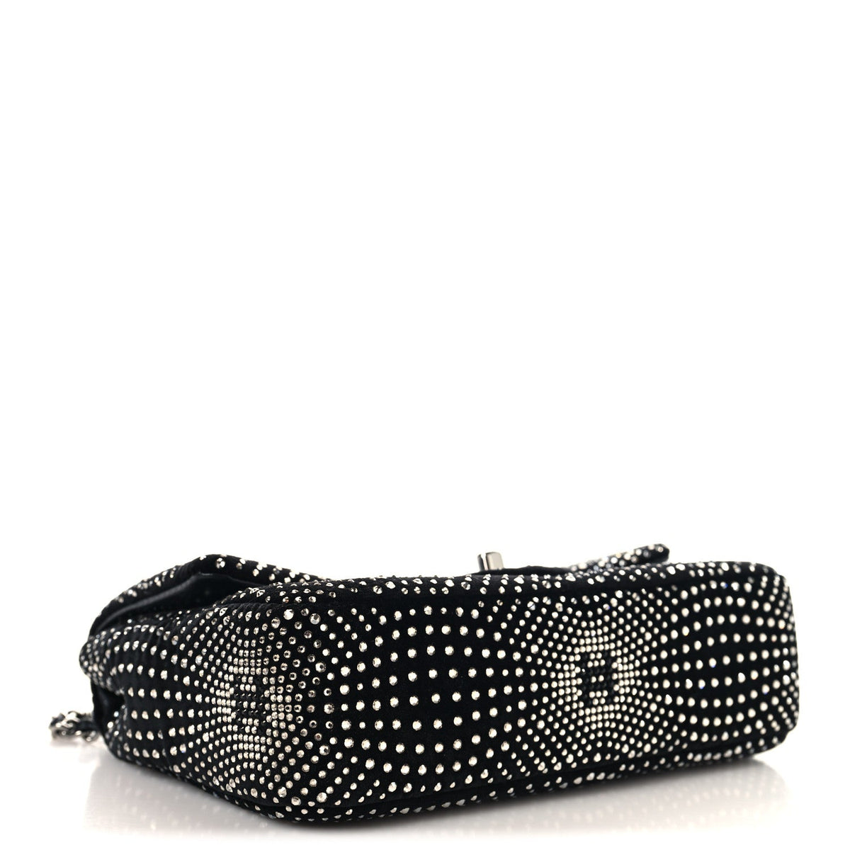 Velvet Strass Evening Flap Bag Black Silver