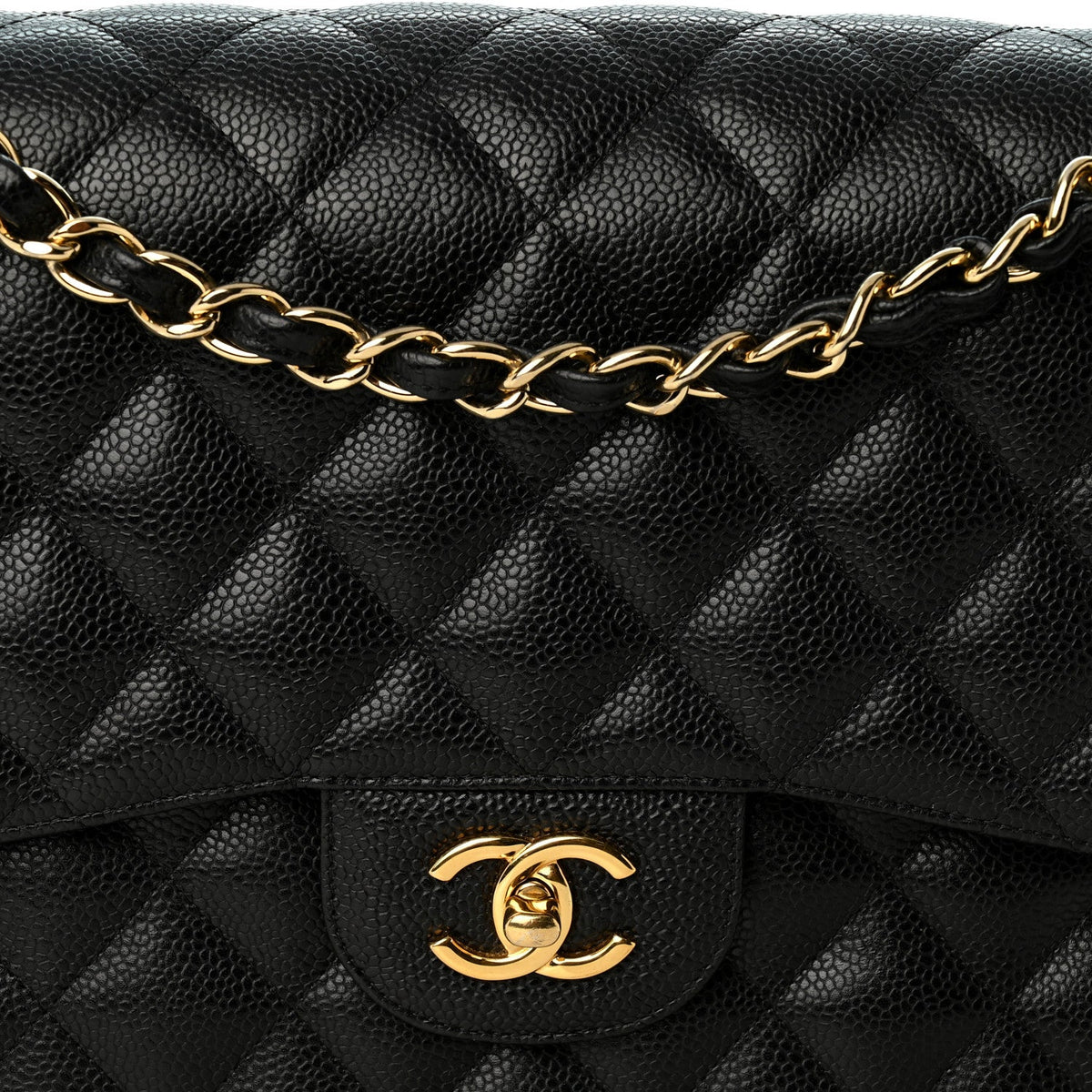 Caviar Quilted Jumbo Double Flap Black