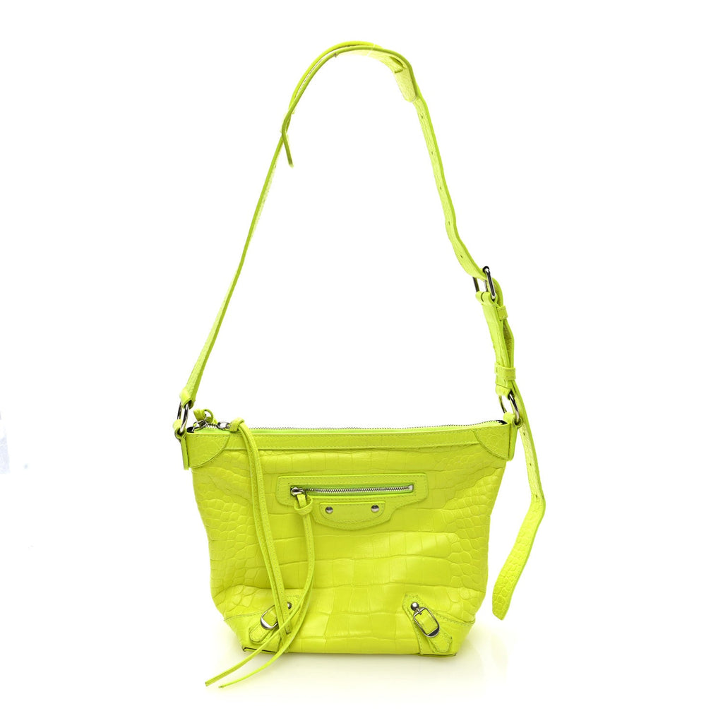 Extra Supple Calfskin Crocodile Embossed Neo Classic Hardware Hobo XS Flou Yellow