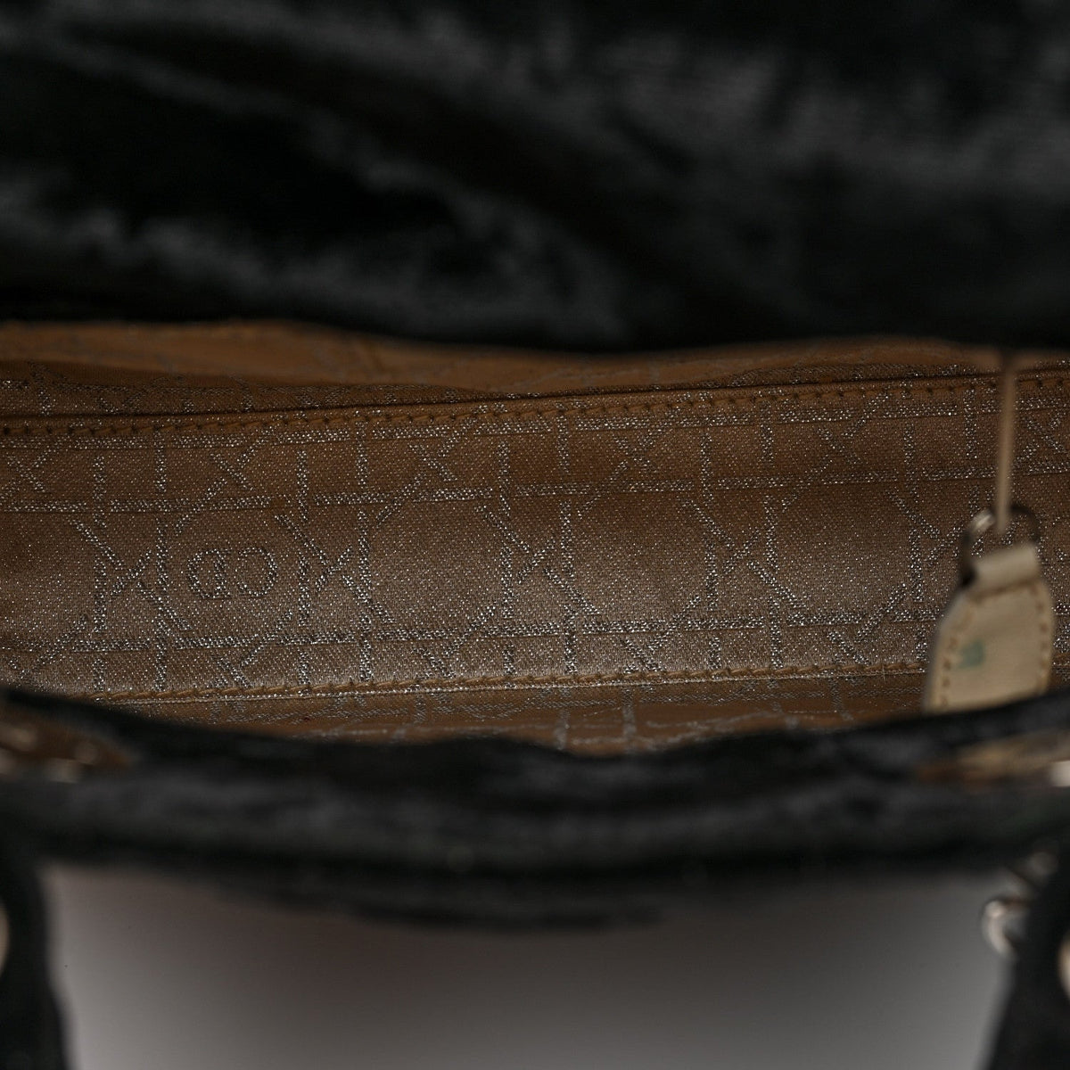 Velvet Crystal Mini Lady Dior Black
