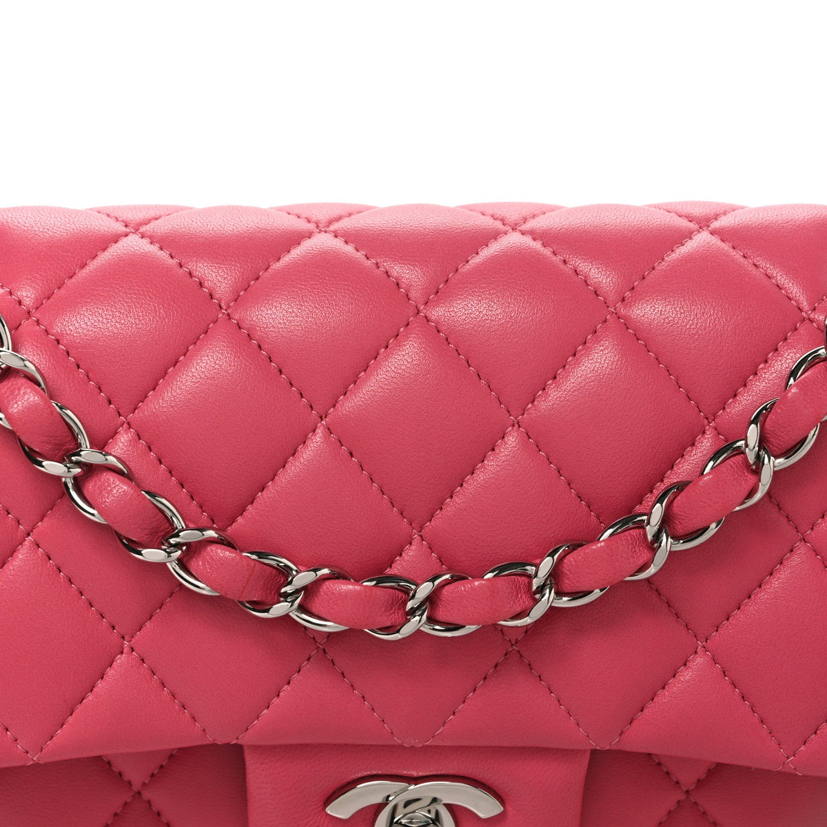Lambskin Quilted Small Double Flap Pink
