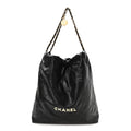 Calfskin Quilted Large Chanel 22 Black White