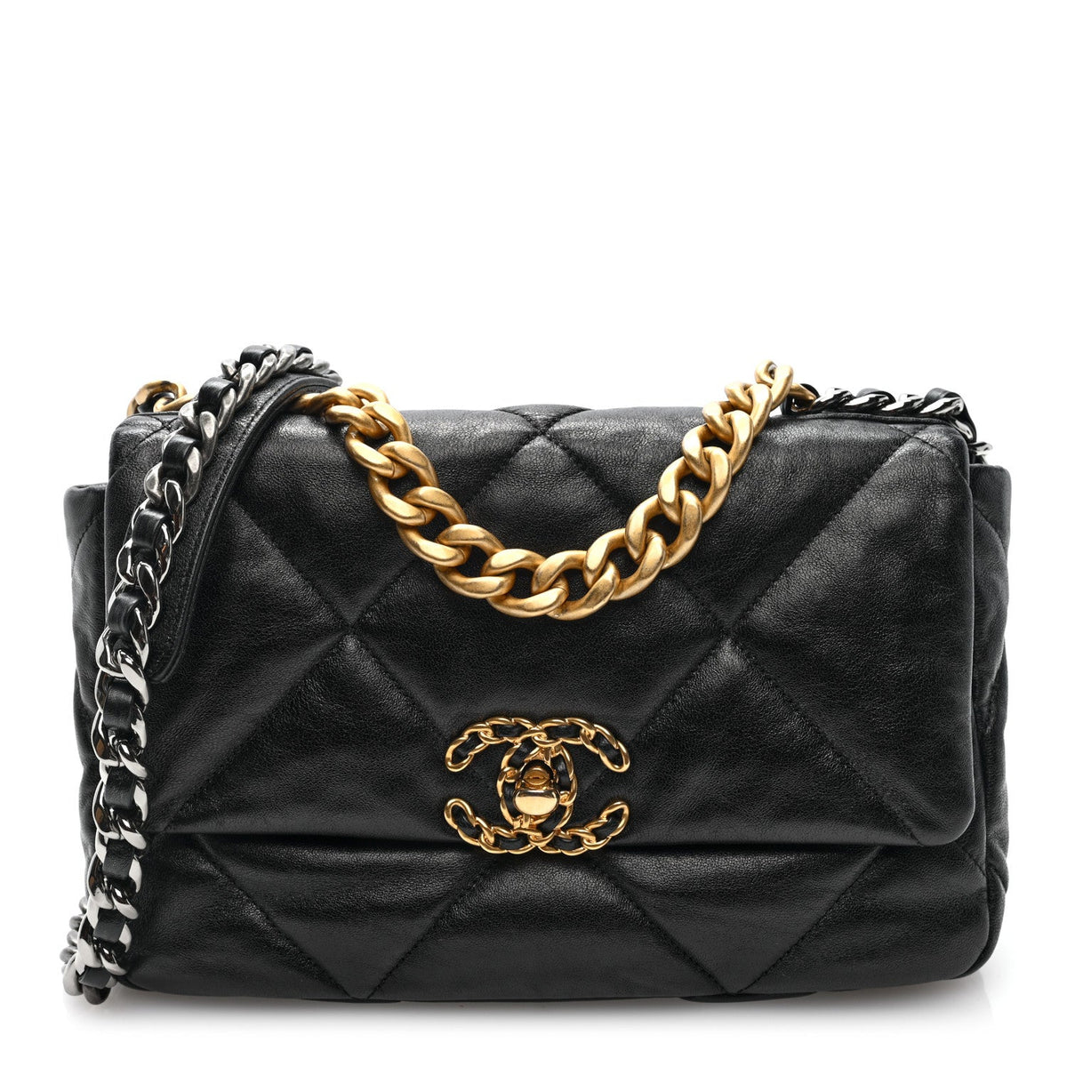 Lambskin Quilted Medium Chanel 19 Flap Black