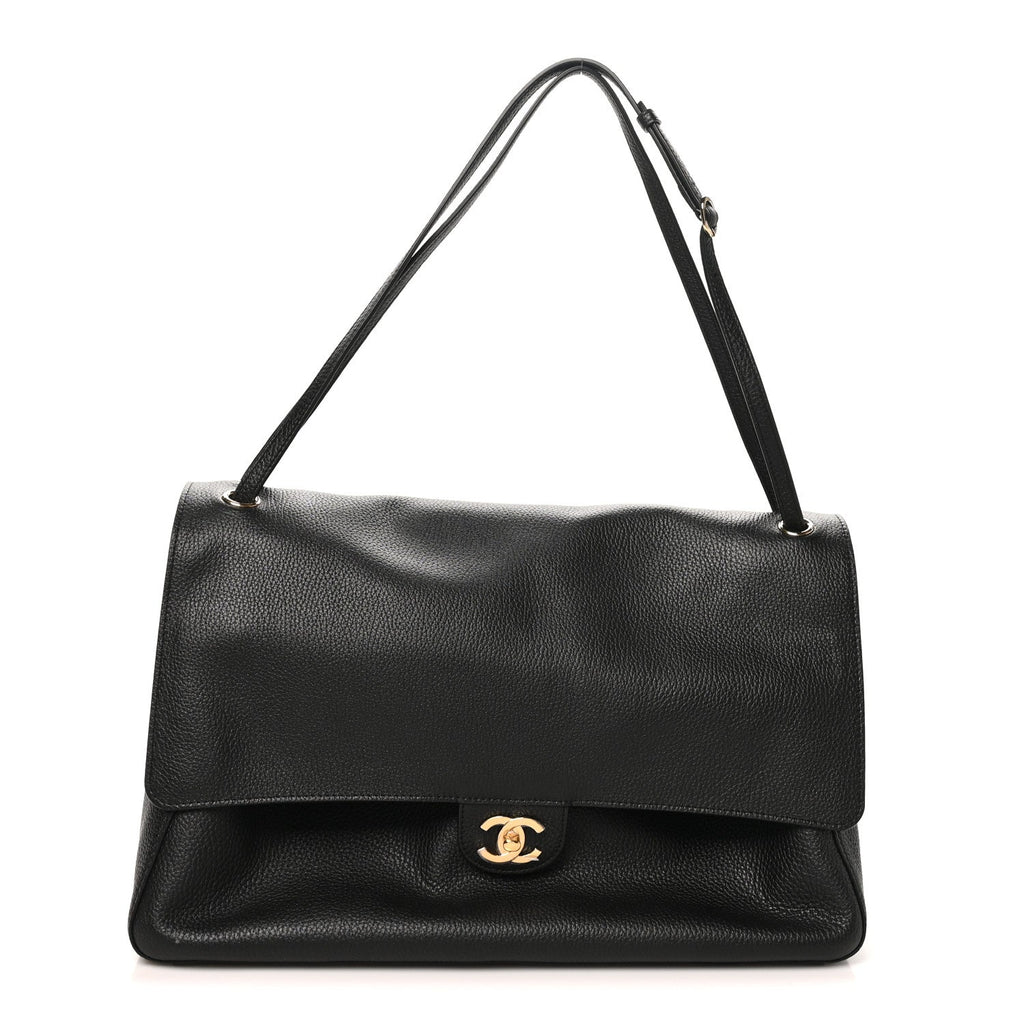 Grained Calfskin Souplissimo Maxi Flap Black