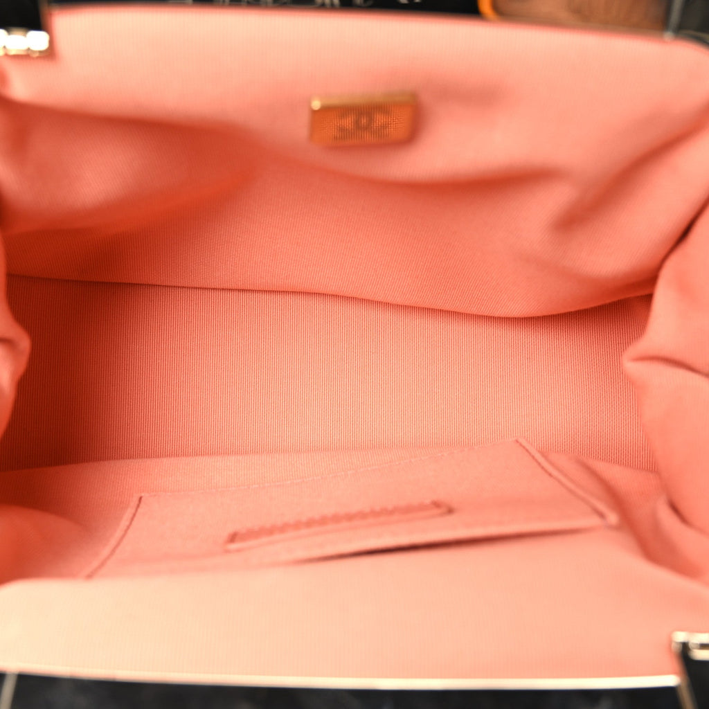Wool Tweed Quilted CC Kisslock Clutch Coral Pink