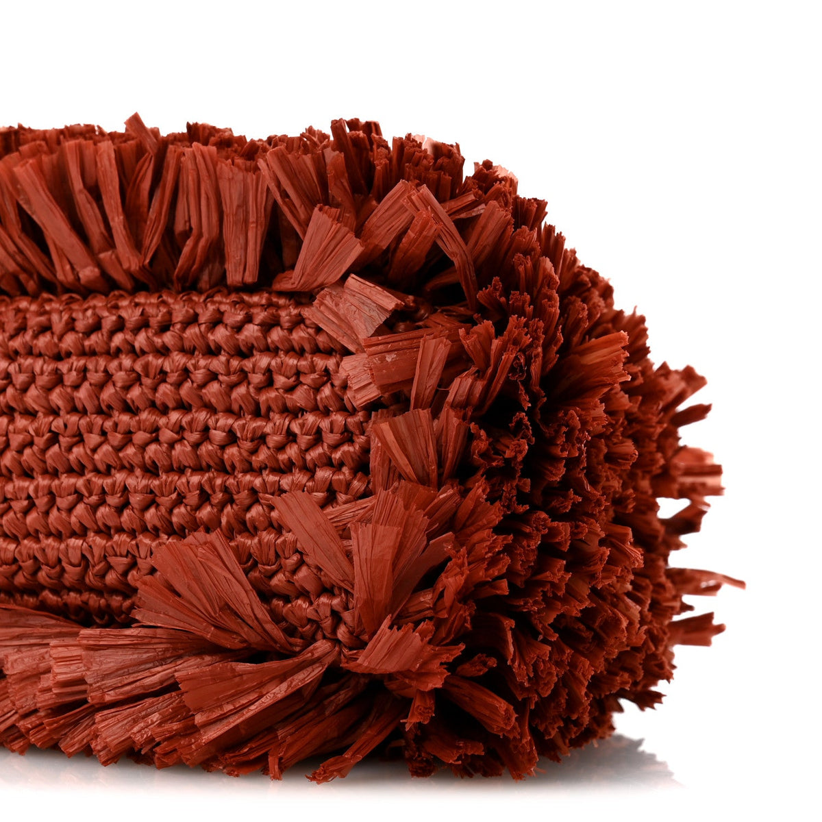 Raffia Fringe Nano Kelly Shopper Red