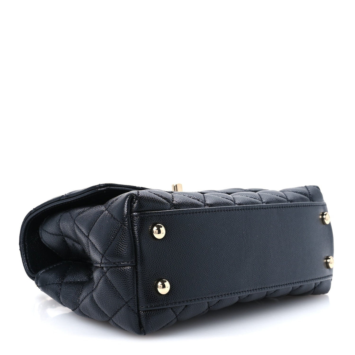 Caviar Quilted Mini Coco Handle Flap Black