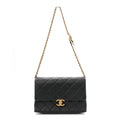 Calfskin Quilted Mini Chain Strap Flap Black