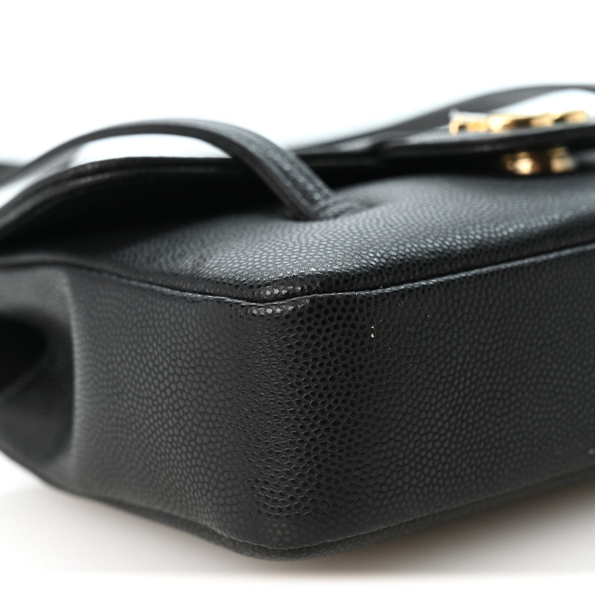 Shiny Caviar Mini Preppy Coco Shoulder Bag Black