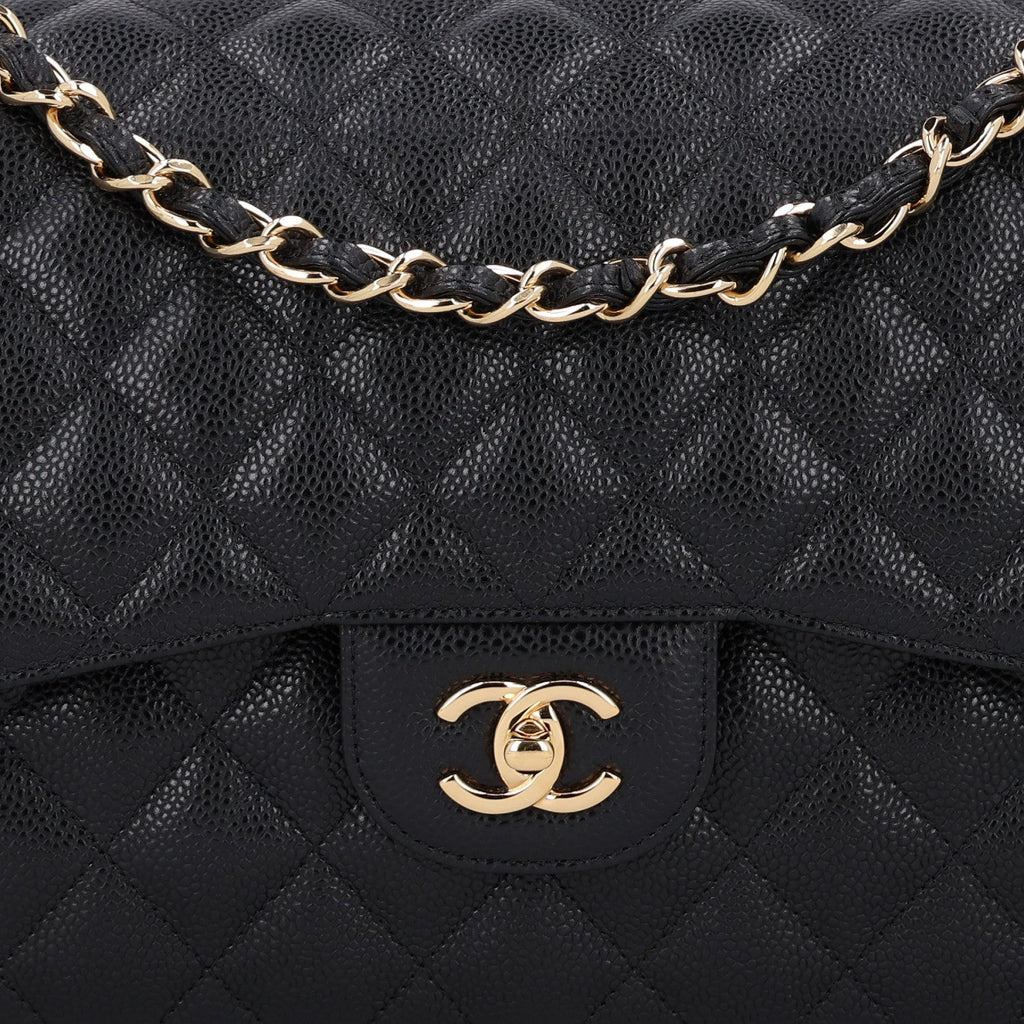 Caviar Quilted Jumbo Double Flap Black