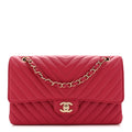 Lambskin Chevron Quilted Medium Double Flap Pink