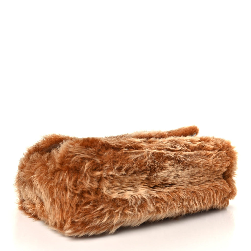 Shearling Lambskin Small Souplissimo Maxi Flap Brown