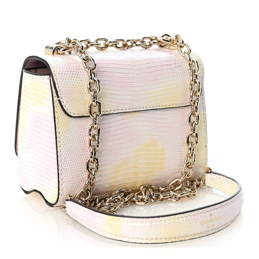 Iridescent Lizard Mini Twist Shoulder Bag Pastel Mirage