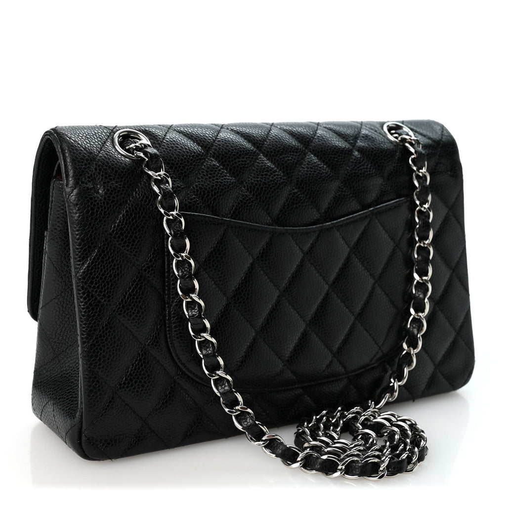 Caviar Quilted Medium Double Flap Black