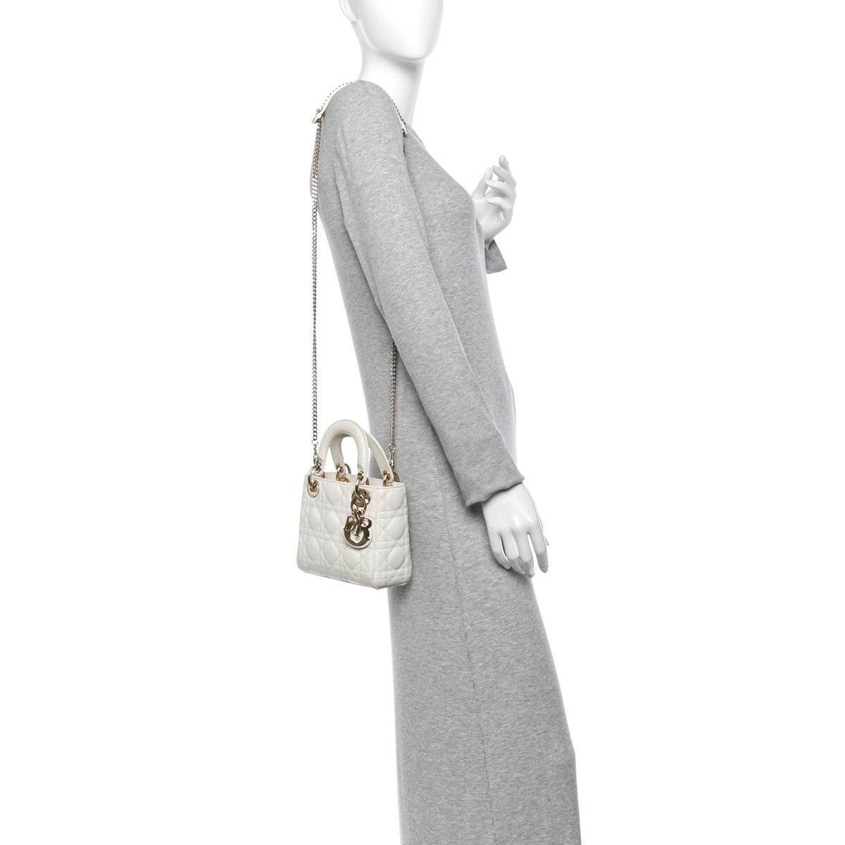 Lambskin Cannage Mini Lady Dior White