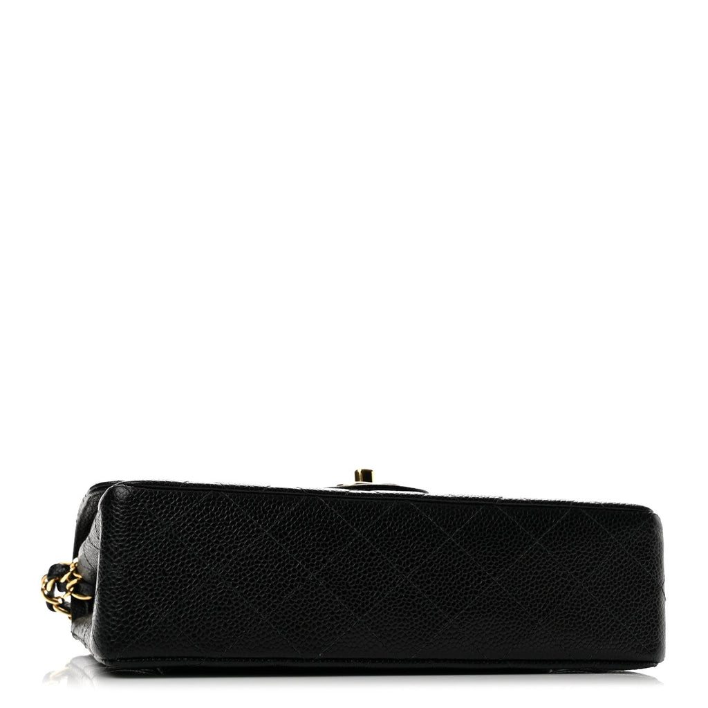Caviar Quilted Small Double Flap Black