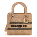Raffia Woven Cannage Embroidered Medium Lady D-Lite Natural Black