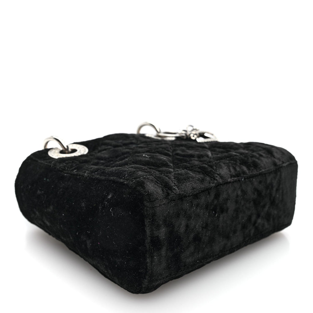 Velvet Crystal Mini Lady Dior Black