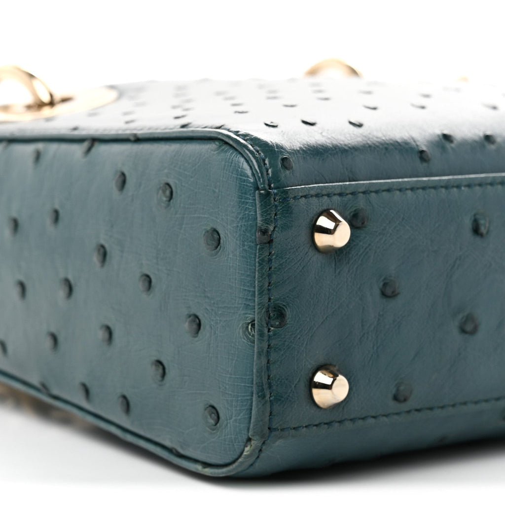 Ostrich Mini Lady Dior Blue