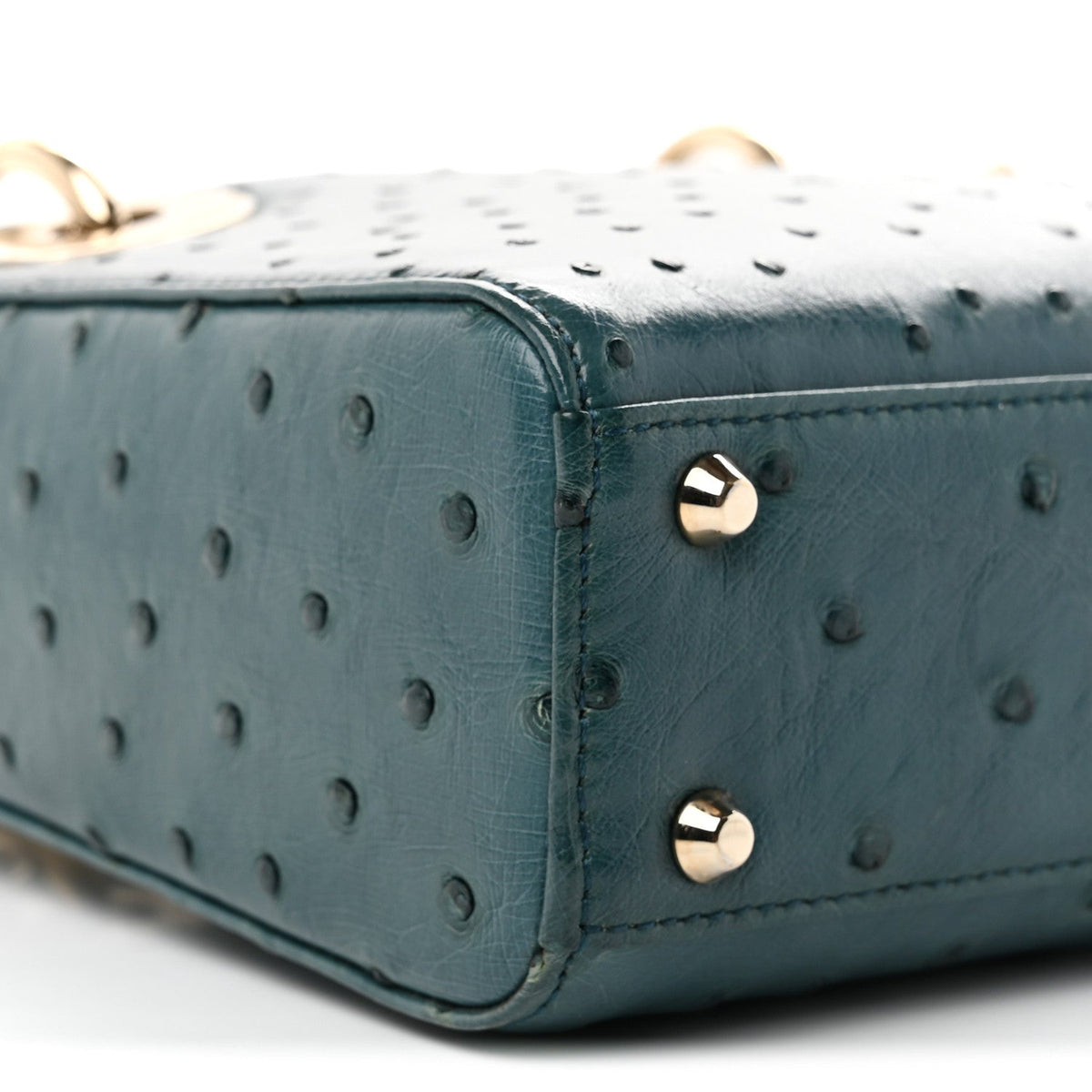 Ostrich Mini Lady Dior Blue