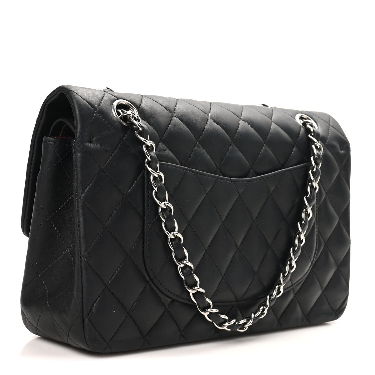 Lambskin Quilted Medium Double Flap Black