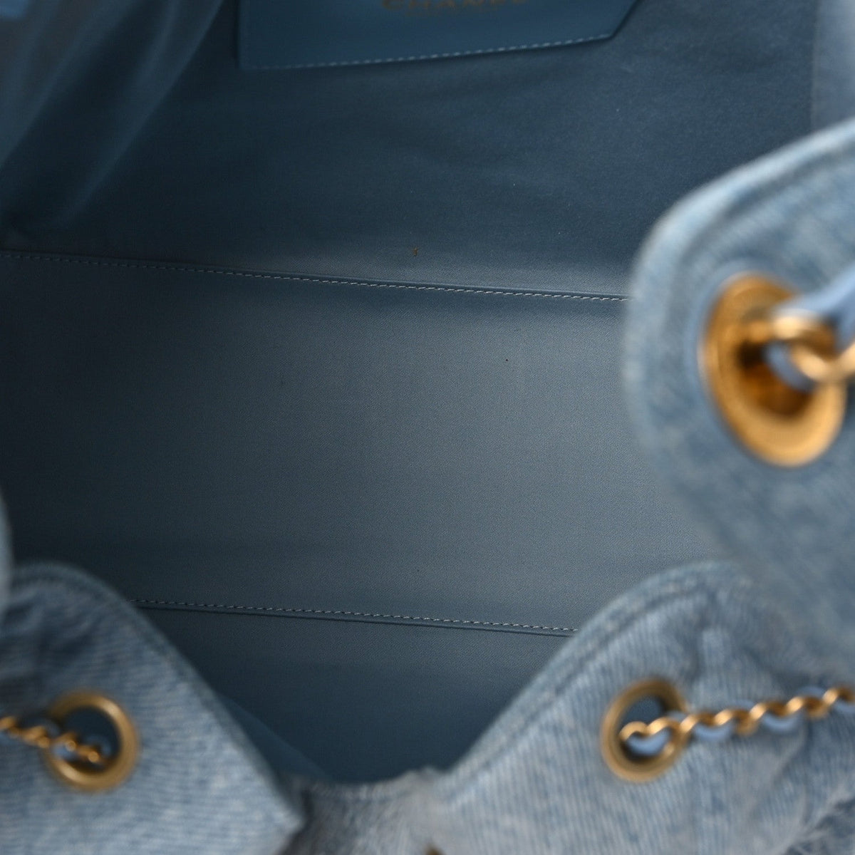 Washed Denim Quilted Medium Chanel 25 Handbag Blue