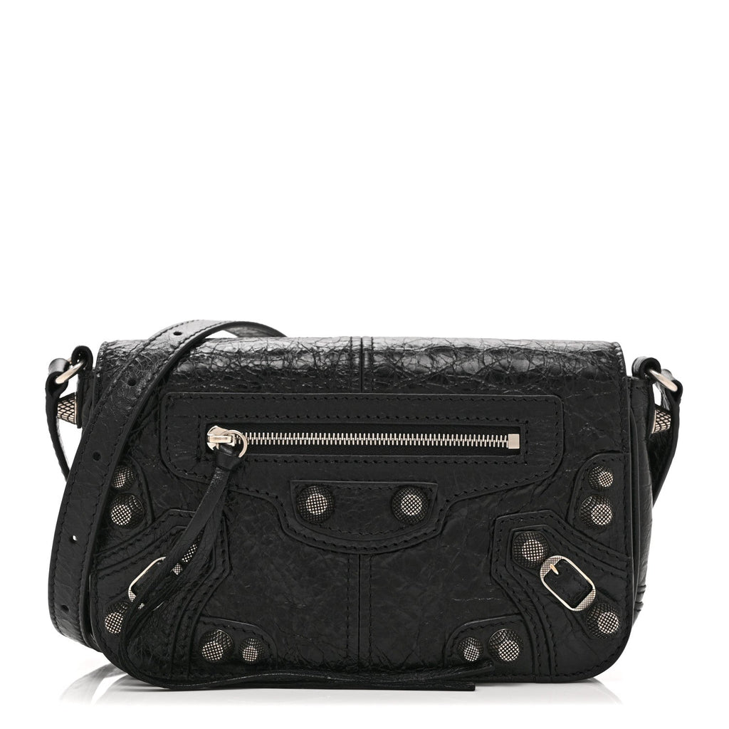 Agneau Arena Silver XS Le Cagole Flap Bag Black