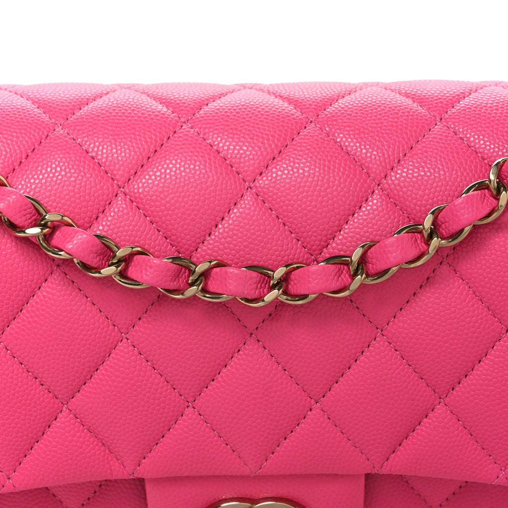 Caviar Quilted Medium Double Flap Dark Pink