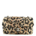 Tweed Mixed Fibers Leopard Print Small Souplissimo Maxi Flap Brown Black White